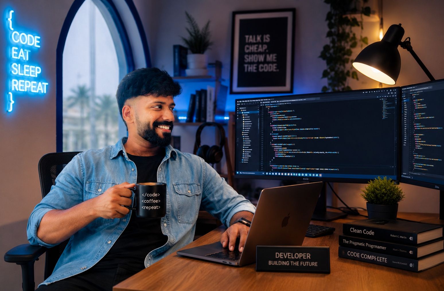 Saisaran, software developer at his desk