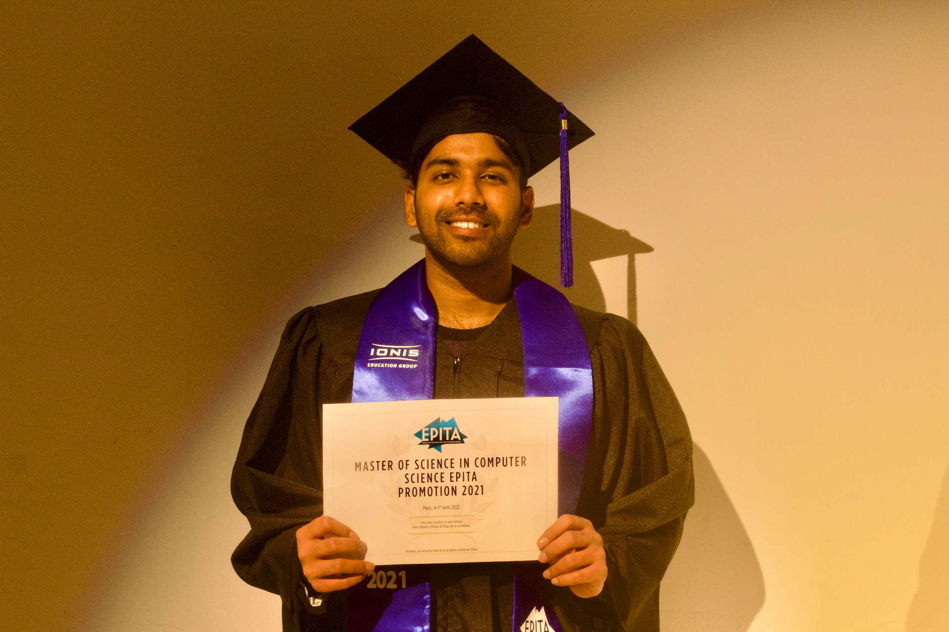 Saisaran Parthasarathy at EPITA Paris Master of Science in Computer Science graduation